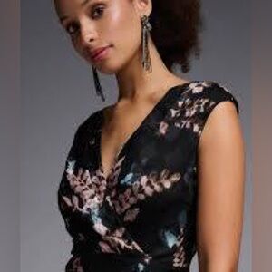 Joseph Ribkoff Black Floral Midi Dress